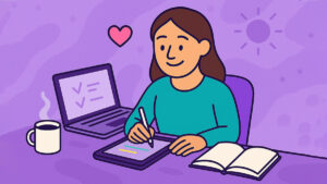 Women ai journaling expressing her gratitude and how blessed she is