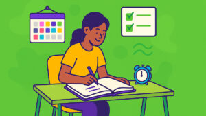 Happy adult ai journaling to stay on top of tasks and reduce anxitey
