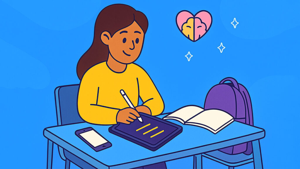 Student working on daily appreciation and gratitude in classroom