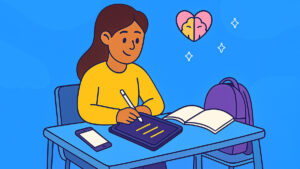 Student working on daily appreciation and gratitude in classroom