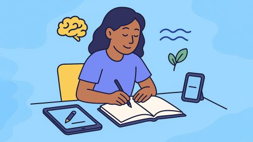 Women journaling reflecting how grateful she is in her ai journal
